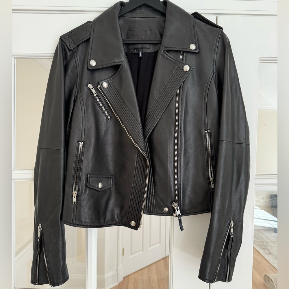 Paige Danette Leather Moto Jacket - Black - Medium